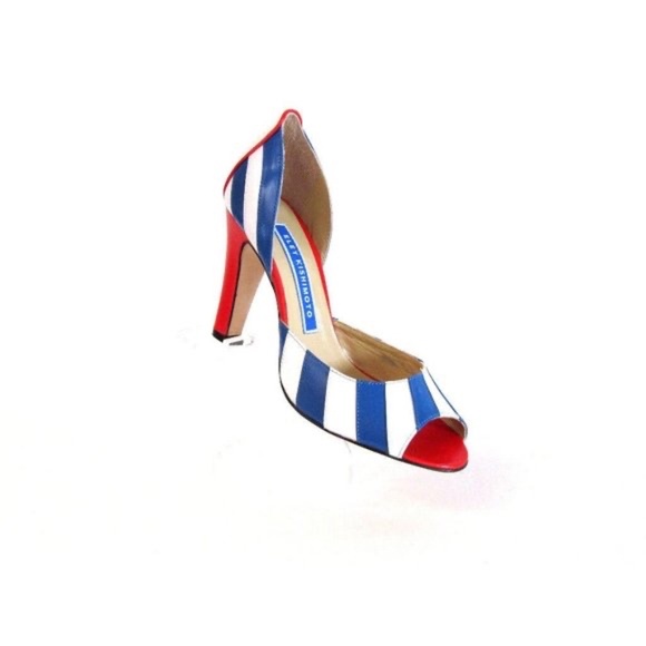 Women's Shoes Heels Pumps Designer Open Toe Multi Colored Leather Shoes 8.M - Picture 9 of 9